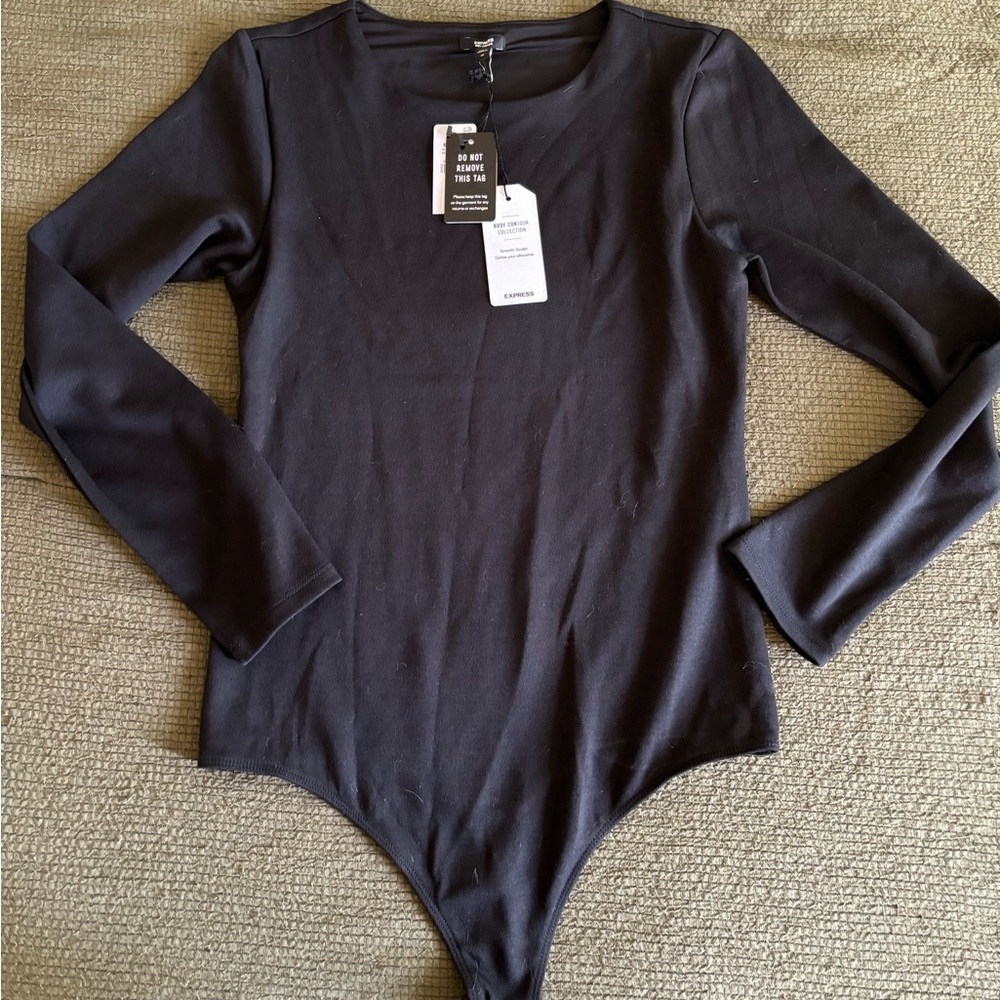 Express body contour luxe lounge crewneck long sleeve bodysuit
